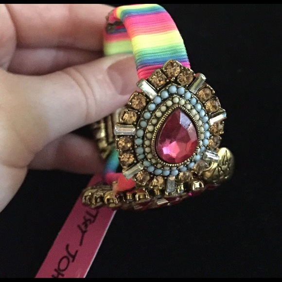 Betsey Johnson Rainbow Wrapped Gem Bracelet - Picture 7 of 7